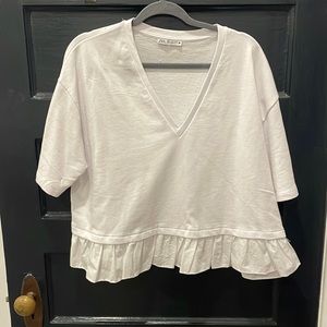Zara Ruffle Hem T Shirt
